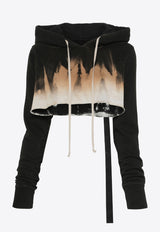 Rick Owens DRKSHDW Tie-Dye Cropped Hoodie Black DS02D2222FSUN_0983