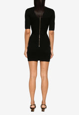 Elisabetta Franchi Chain-Trimmed Rib Knit Mini Dress Black AM92B46E2_110