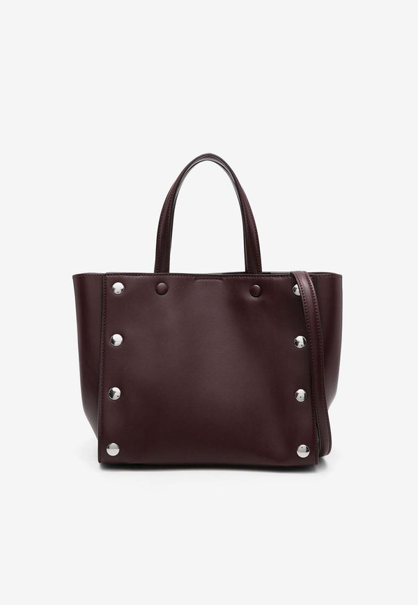 Stella McCartney Small Studded Faux Leather Logo Tote Bag Bordeaux 7B0118WP0475_6106