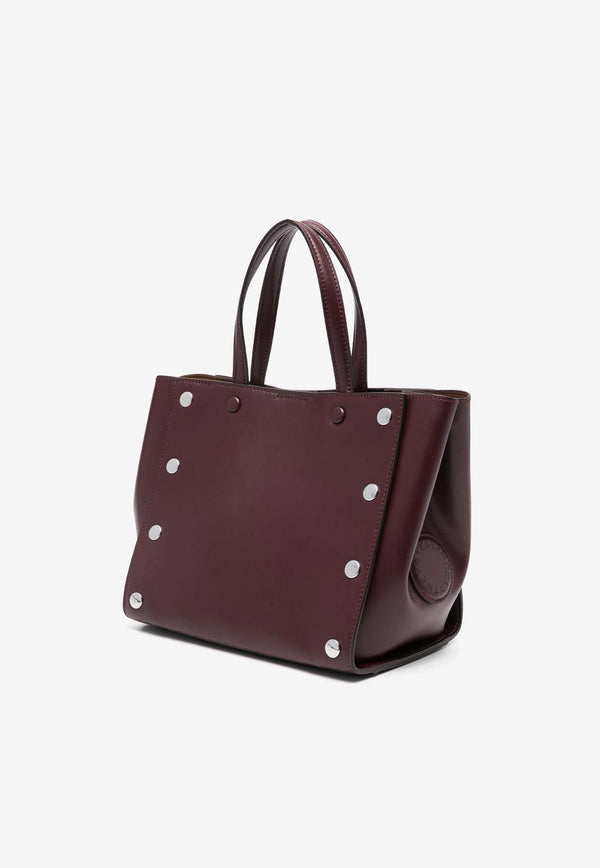 Stella McCartney Small Studded Faux Leather Logo Tote Bag Bordeaux 7B0118WP0475_6106