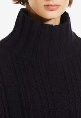 Max Mara Vitalba Wool-Blend Turtleneck Sweater Blue 2421366012650VITALBA_004