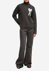 AMI PARIS Ami De Coeur Funnel-Neck Sweater Gray UKS425KN0032_061