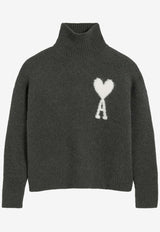 AMI PARIS Ami De Coeur Funnel-Neck Sweater Gray UKS425KN0032_061