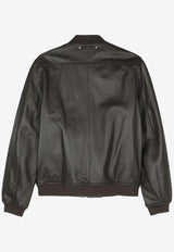 Paul Smith Leather Bomber Jacket  Dark Green M2R078ZLN21450_39A