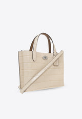 Coach Willow 24 Croc-Embossed Leather Tote Bag Ivory C8632 0-LHVT5