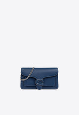 Coach Tabby Pebbled Leather Chain Clutch Navy CJ350 0-LHSMU