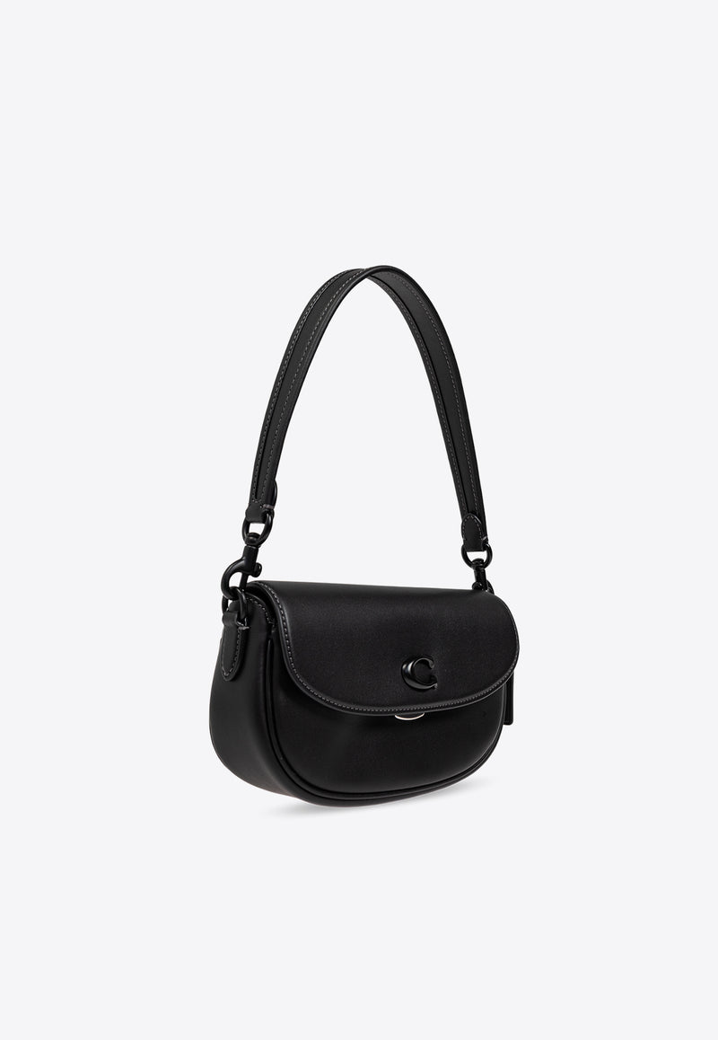 Coach Emmy Saddle 23 Leather Shoulder Bag  Black CR667 0-MW BK