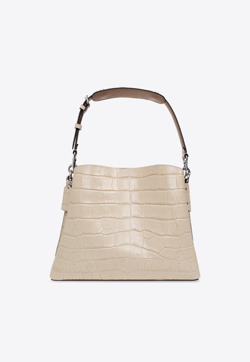 Coach Willow Croc-Embossed Leather Shoulder Bag  Ivory CU057 0-LHVT5