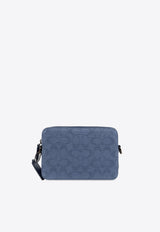 Coach Charter 19 Signature Jacquard Messenger Bag Blue CU206 0-D61