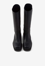 Prada 55 Leather Knee-High Boots Black 1W746NFD055070_F0002