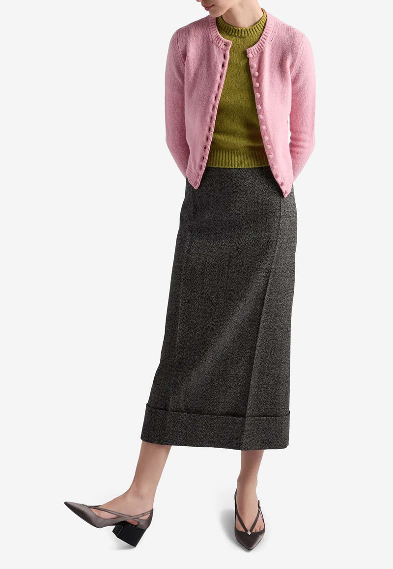 Prada Mouliné A-line Midi Skirt Gray P117YSOOO15K8_F0002