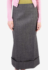 Prada Mouliné A-line Midi Skirt Gray P117YSOOO15K8_F0002