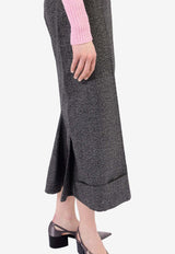 Prada Mouliné A-line Midi Skirt Gray P117YSOOO15K8_F0002