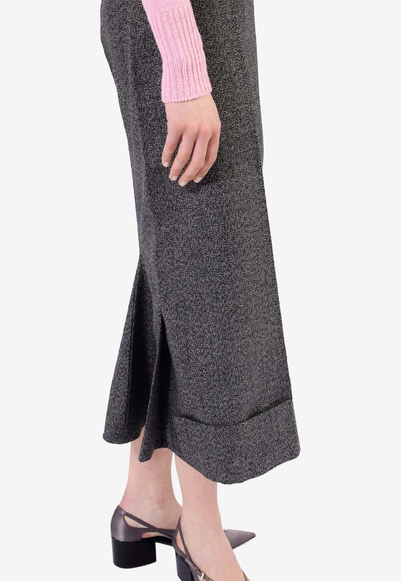 Prada Mouliné A-line Midi Skirt Gray P117YSOOO15K8_F0002