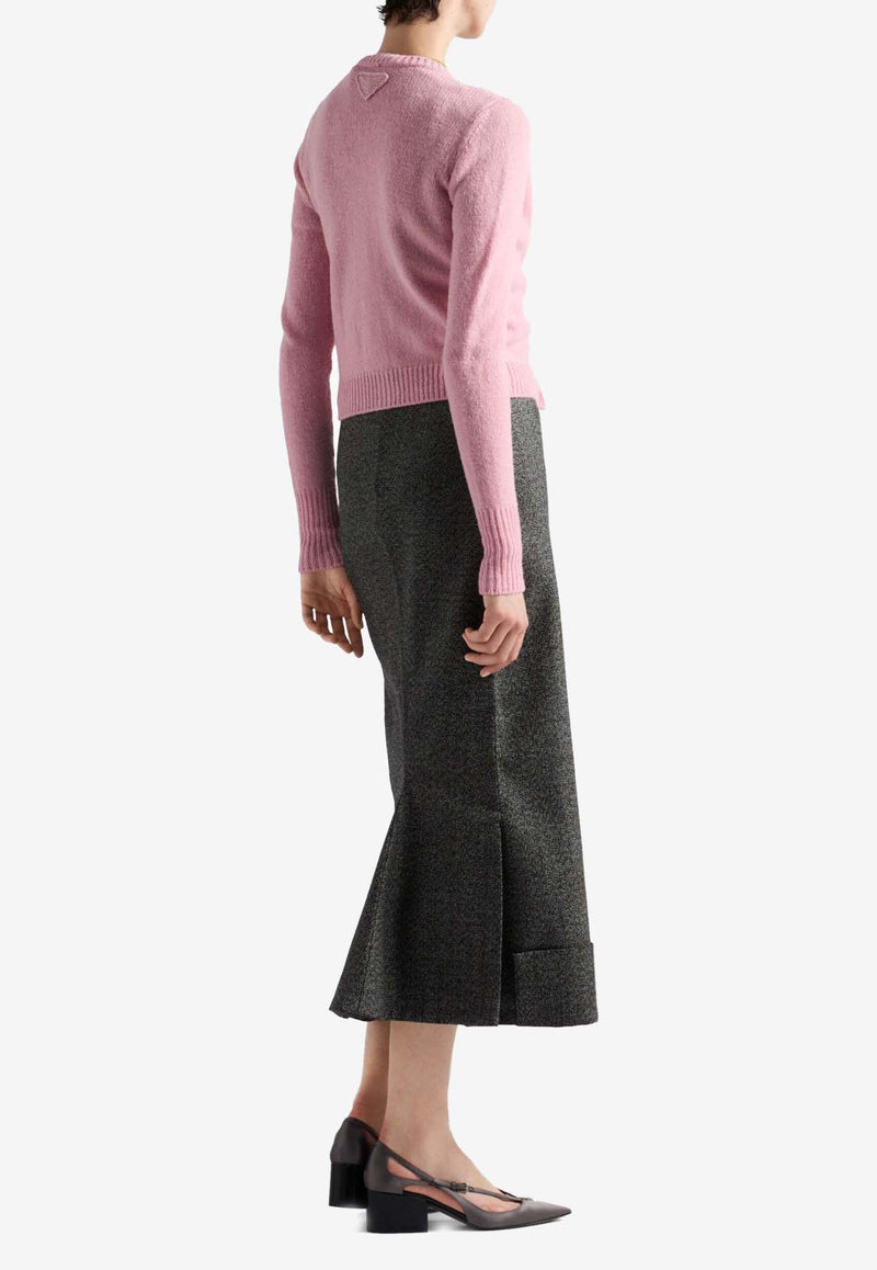 Prada Mouliné A-line Midi Skirt Gray P117YSOOO15K8_F0002