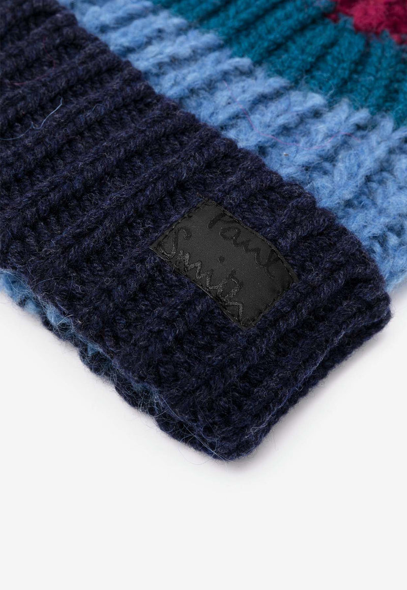 Paul Smith Striped Mohair Beanie Navy M1A383MKN263_47