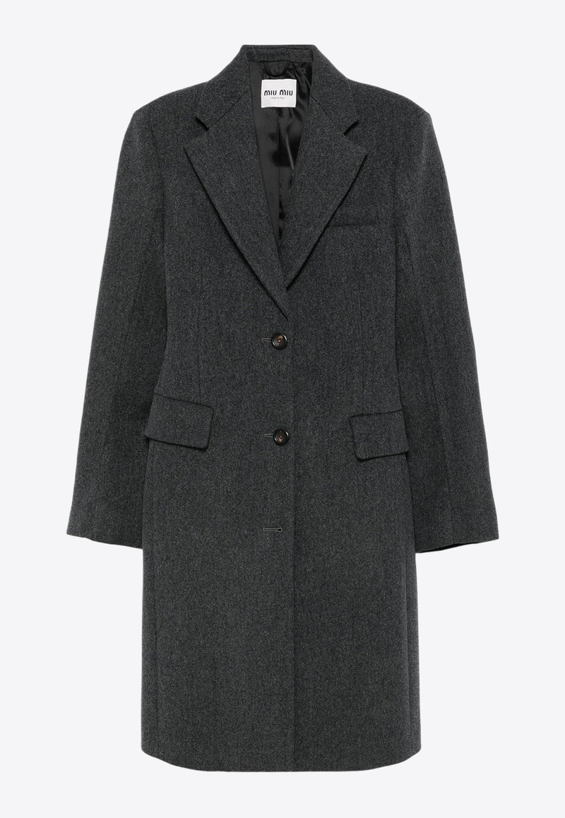 Miu Miu Single-Breasted Wool Coat Gray MS2039SOOO11H4_F0031