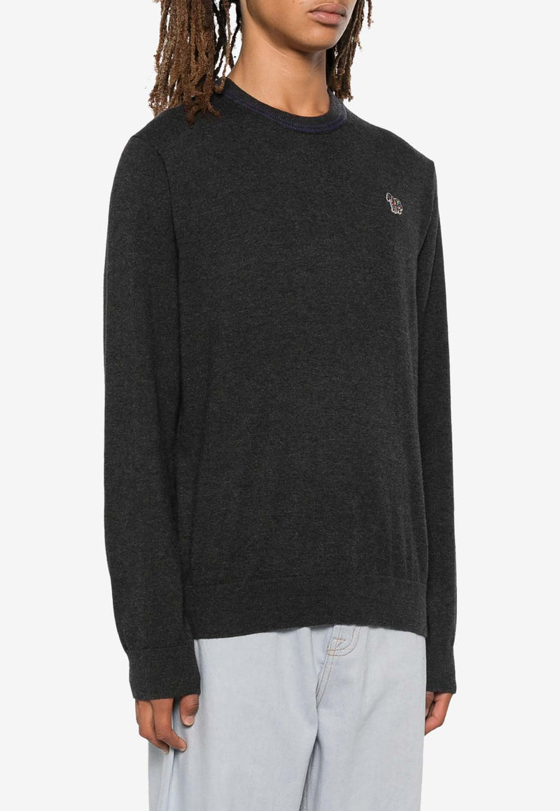 Paul Smith Zebra Patch Crewneck Sweater Gray M2R530XZN22226_78