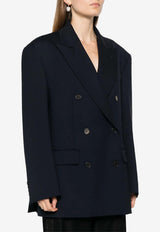 P.A.R.O.S.H Liliuxy Double-Breasted Wool-Blend Blazer Midnight Blue D420325LILIUXY24_012