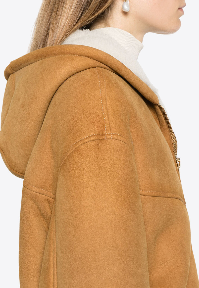 HALFBOY Shearling Hooded Jacket Brown HFW241WLBB177018_021