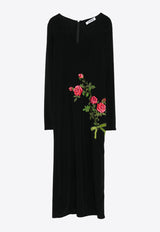 Vivetta Floral Embroidered Long-Sleeved Midi Dress Black VS2AB0131TE057_9000