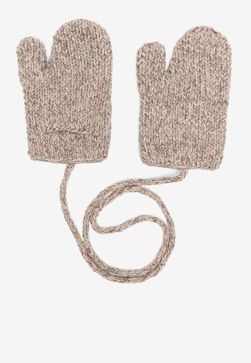 Maison Margiela Shetland Chunky Knit Wool Mittens Beige S50TS0043M13067_001F