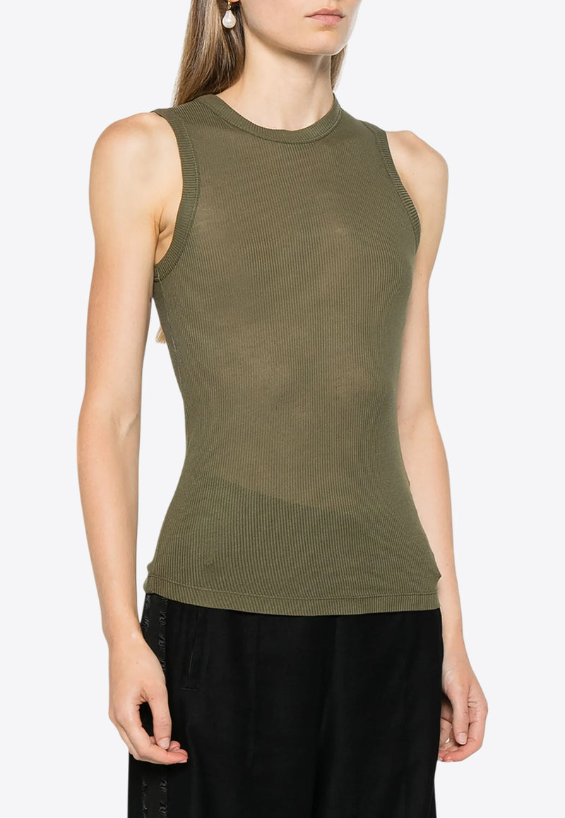 HALFBOY Logo Patch Crewneck Tank Top Olive HFW241WTTA067111_032