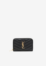 Saint Laurent Cassandre Quilted Leather Zip-Around Wallet Black 804479AAA44/R_YSL-1000