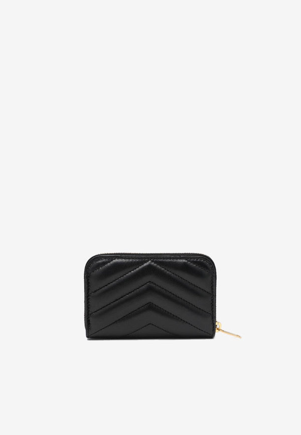Saint Laurent Cassandre Quilted Leather Zip-Around Wallet Black 804479AAA44/R_YSL-1000