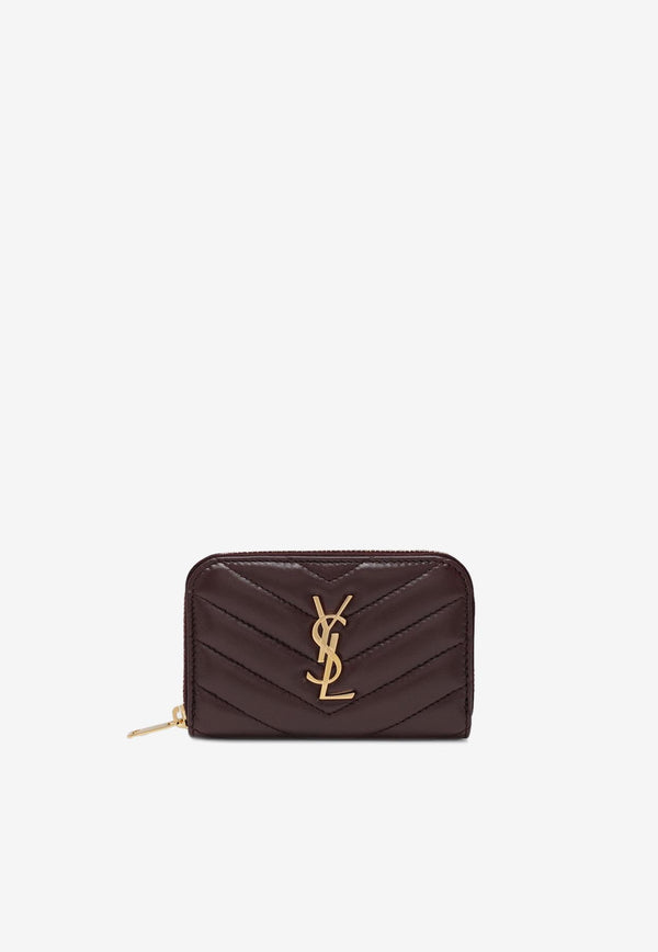 Saint Laurent Cassandre Quilted Leather Zip Wallet Burgundy 804479AAA44/R_YSL-6195