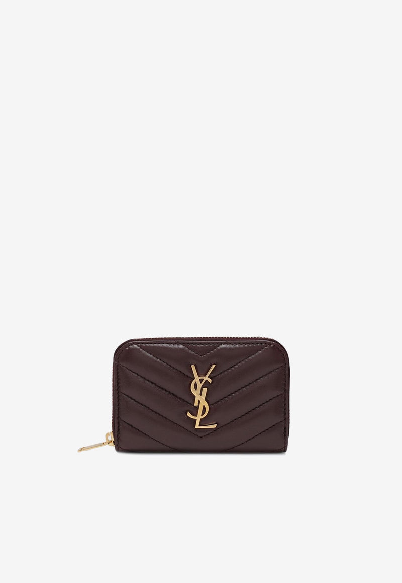 Saint Laurent Cassandre Quilted Leather Zip Wallet Burgundy 804479AAA44/R_YSL-6195