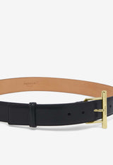 Alexander McQueen T-bar Calf Leather Belt Black 8044991BR0G 1000