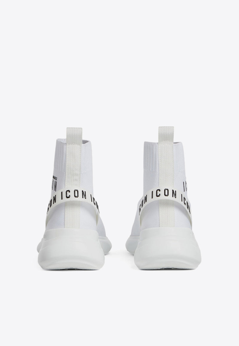 Dsquared2 Icon Fly High-Top Stretch Knit Sneakers White SNW027659207990_M063