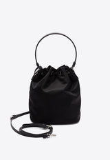 Prada Enamel Triangle Logo Bucket Bag Black 1BE067VWRM2C4Q_F0002