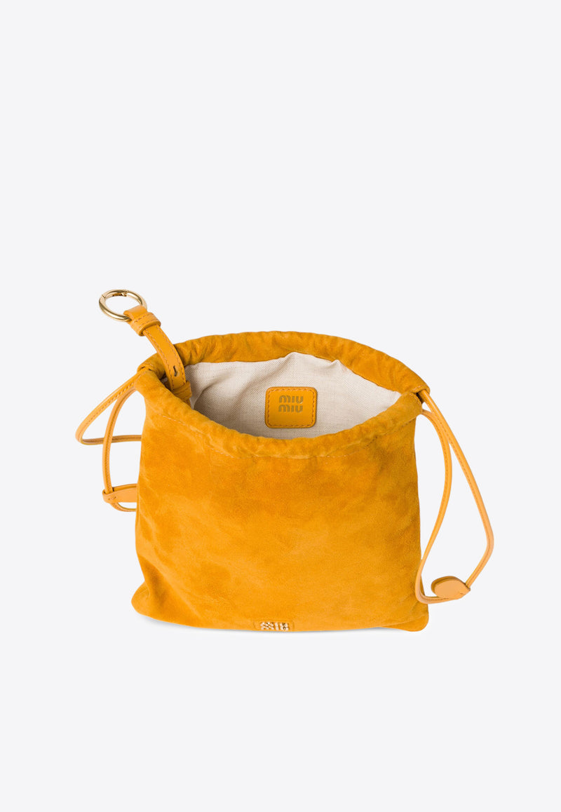 Miu Miu Logo Stamped Suede Pouch Yellow 5NG0102CTA_F0R55