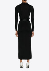 Elisabetta Franchi Belted Midi Cardigan Dress Black AM72S47E2_110