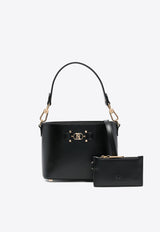 Elisabetta Franchi Logo Horsebit Faux Leather Shoulder Bag Black BS60A46E2_110