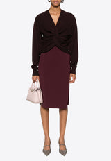 Elisabetta Franchi Stretch Crepe Skirt with Inner Shorts Bordeaux GO05747E2_CG3