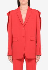 Burberry Single-Breasted Wool Blazer Red 8046728P84008/J