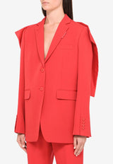 Burberry Single-Breasted Wool Blazer Red 8046728P84008/J