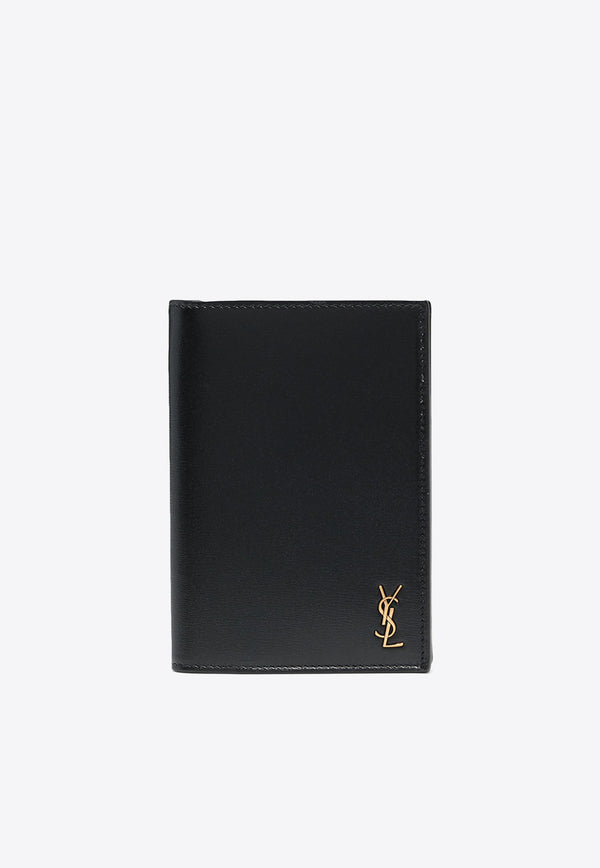 Saint Laurent Tiny Cassandre Calf Leather Wallet Black 60765902G0W_1000