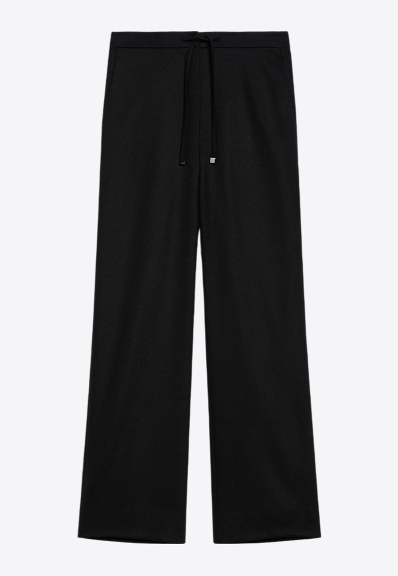 S Max Mara Floria Flannel Straight-Leg Pants Black 2429136023600FLORIA_017