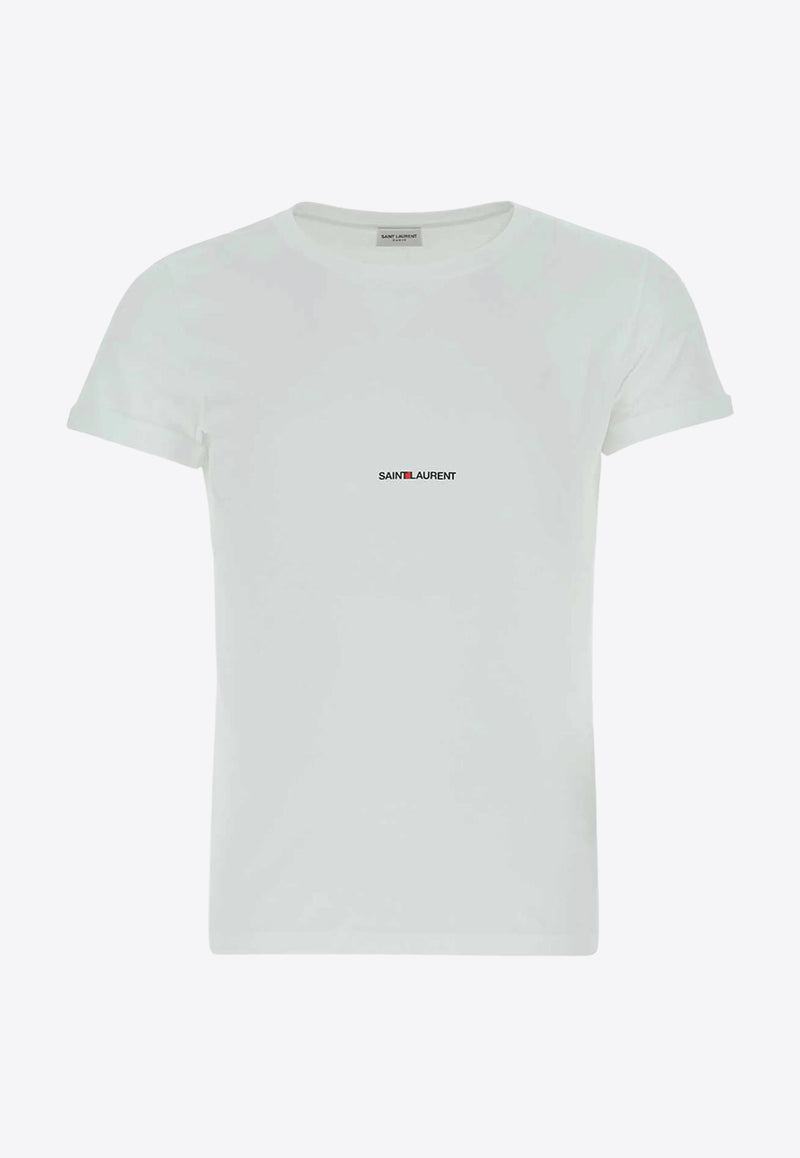 Saint Laurent Logo Print Crewneck T-shirt White 464572YB2DQ_9000