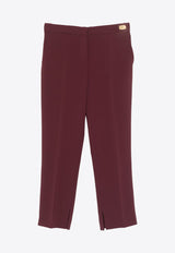 Elisabetta Franchi Tailored Cropped Pants Bordeaux PA05447E2_CG3