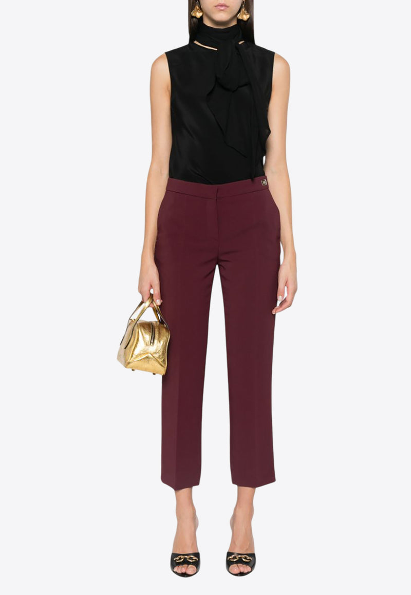 Elisabetta Franchi Tailored Cropped Pants Bordeaux PA05447E2_CG3