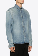 Saint Laurent Trouville Logo Faded Denim Shirt  Blue 753029Y07JA_5018