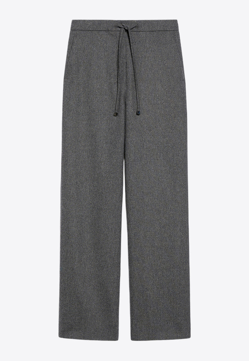 S Max Mara Floria Flannel Straight-Leg Pants Gray 2429136023600FLORIA_025