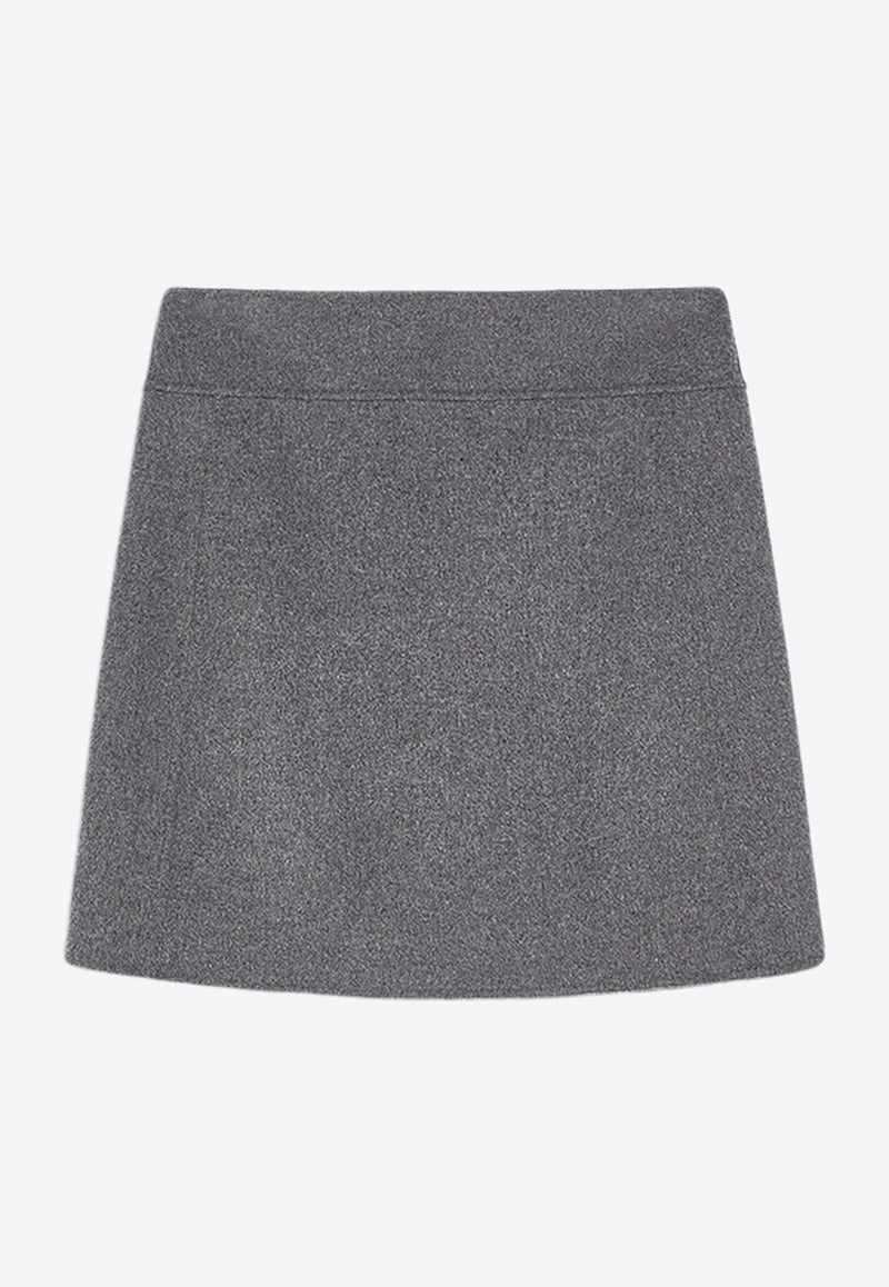 S Max Mara Ali A-line Wool Mini Skirt Gray 2429106073600ALI_023