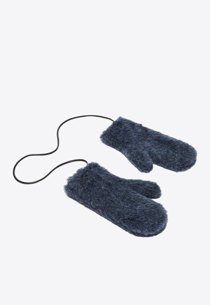 Max Mara Ombrato Teddy Mittens with Cord Blue 2424566092600OMBRATO_001