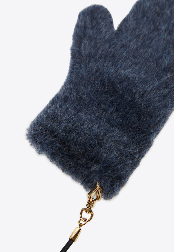 Max Mara Ombrato Teddy Mittens with Cord Blue 2424566092600OMBRATO_001